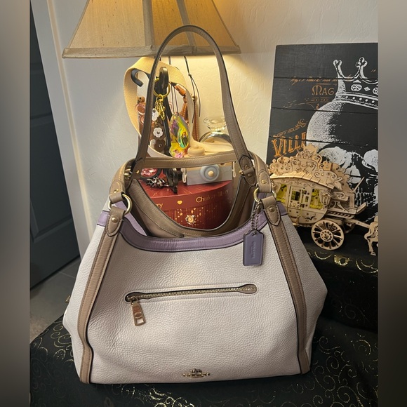 Coach 2022 Pebble Leather Kristy Lexi Shoulder Bag Colorblock CA216 Chalk/Multi - Picture 4 of 16